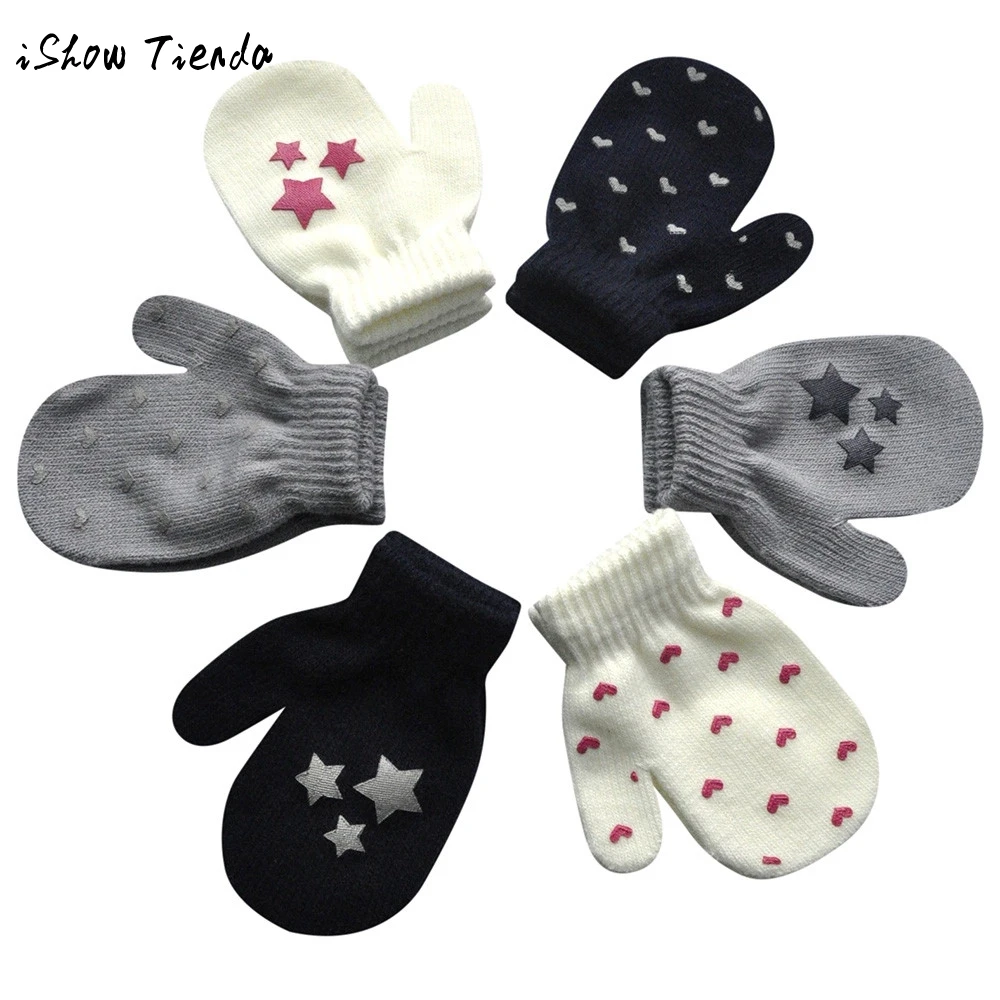ISHOWTIENDA Print baby gloves kids winter gloves for children mittens
