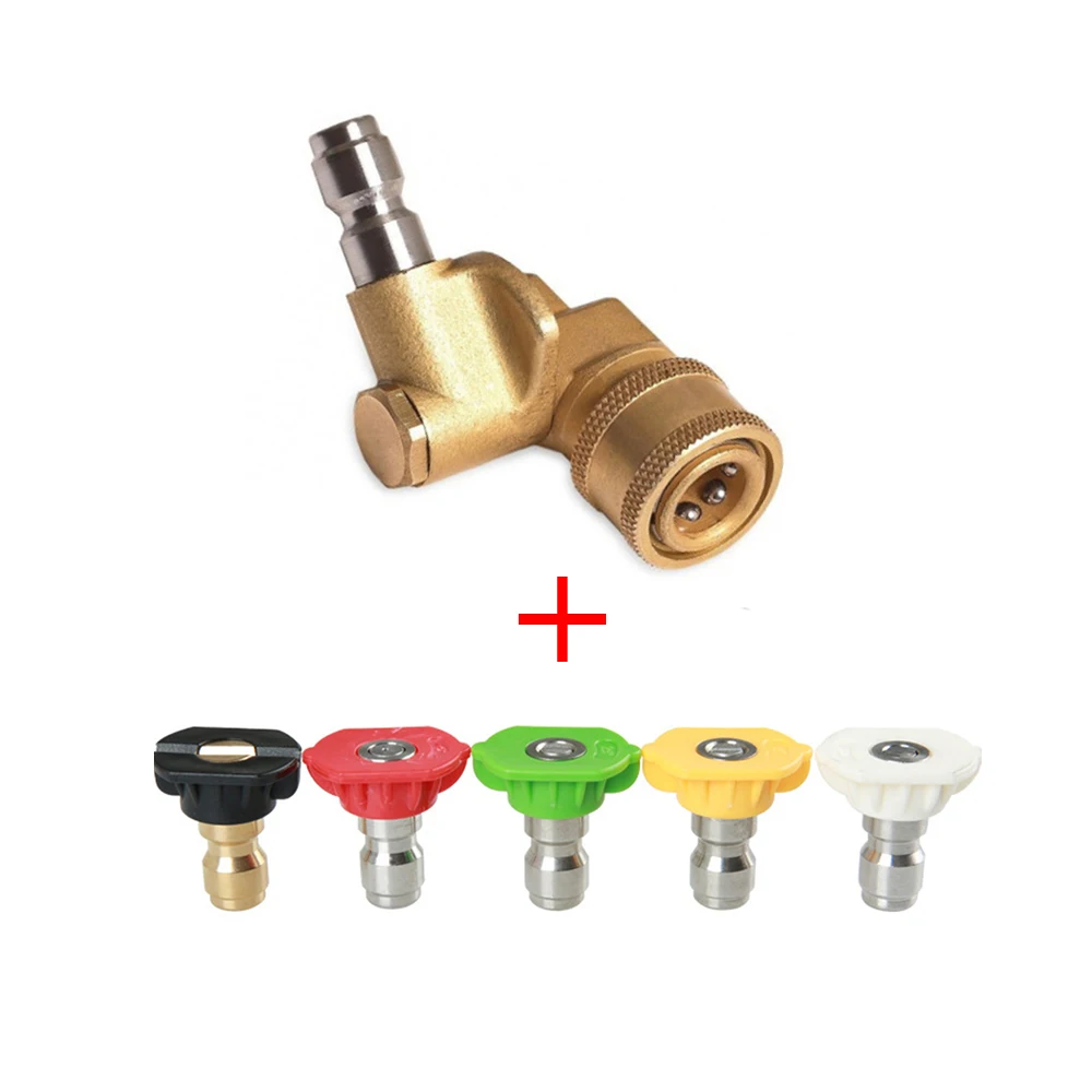 

1/4" Quick Connect Rotary Coupler Copper Adjustable Adapter with 5 Spray Nozzles Connection for High Pressure Car Washer