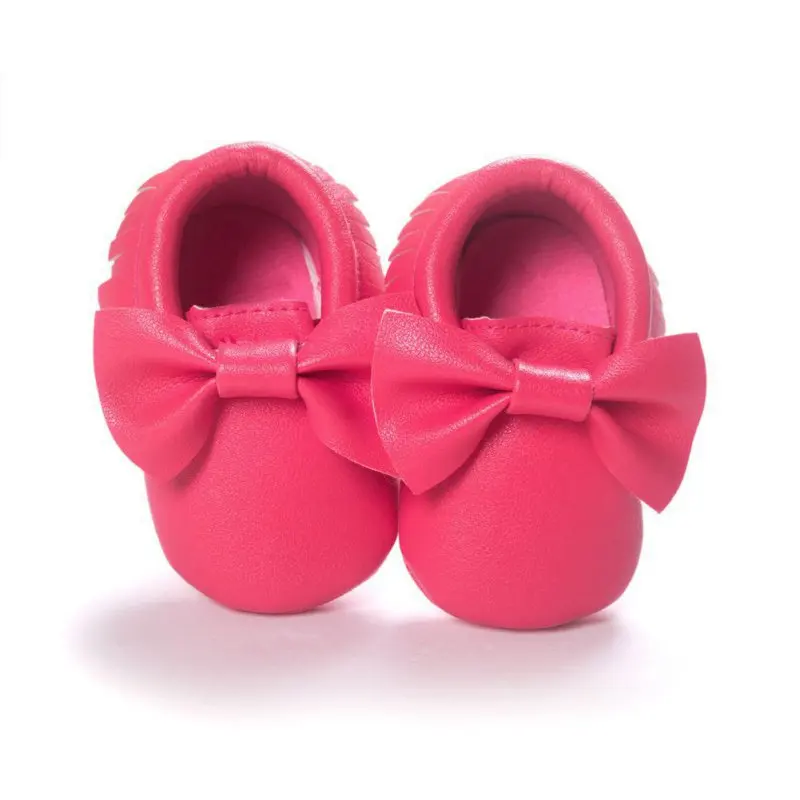 Модные детские мокасины с бахромой ручной работы на мягкой подошве; обувь для новорожденных; 18 цветов; обувь для малышей из искусственной кожи - Цвет: K