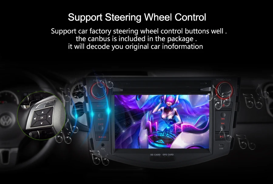 Excellent 7" 2GB Ram 2Din Android 6.0 Quad Core Head Unit For Toyota RAV4 Radio HD TV 3G/4G Network Multimedia Player Wifi GPS Navigation 2