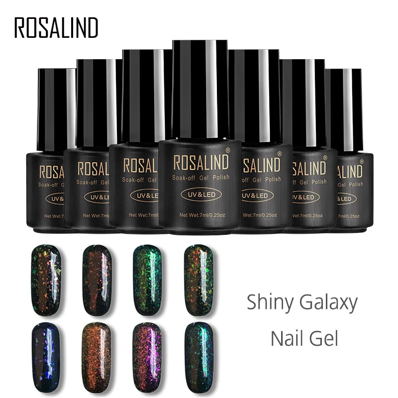 

ROSALIND Gel 1S Black Bottle 7ML Star&Moon glitter S01-12 UV&LED Soak-Off Gel Nail Polish Nail Art Manicure Gel Varnish