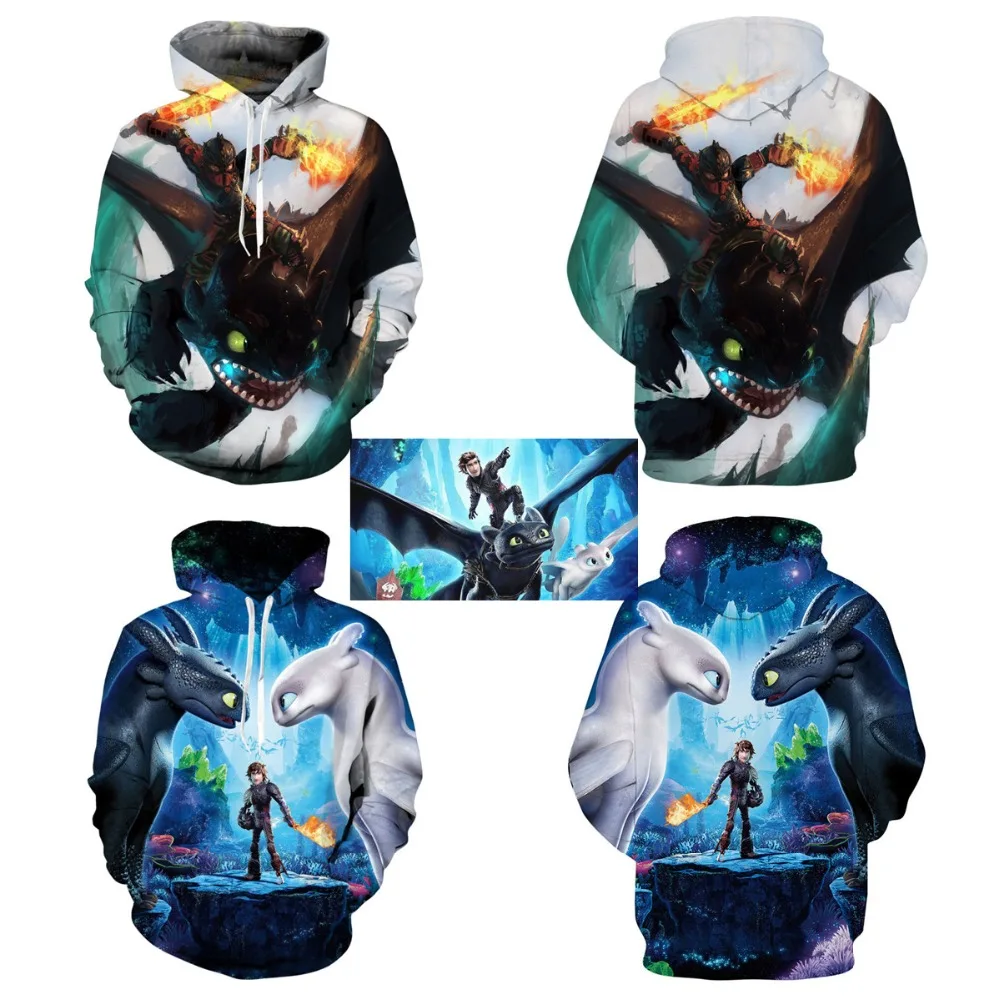 

How to Train Your Dragon 3 Hiccup Cosplay Costumes Toothless Hoodies 3D Print Men and women Hoodies Sweatshirt Cartoon Jackets