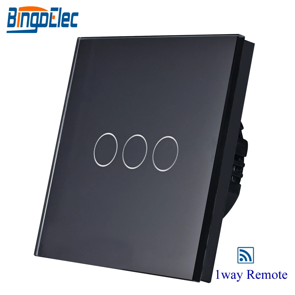 

3gang1way Black cystal glass touch sensor wireless remote switch, remote light switch,remote control switch,433.92MHZ EU/UK