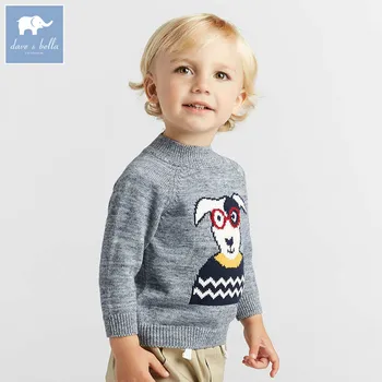 

DBA7793 dave bella baby boys sweater children print knitted sweater kids autumn pullover toddler boutique tops