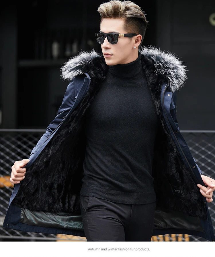 Real Fur Coat Winter Jacket Men Natural Mink Fur Liner Parka Men Warm Parkas Mens Mink Fur Coat Chaqueta Hombre YY594