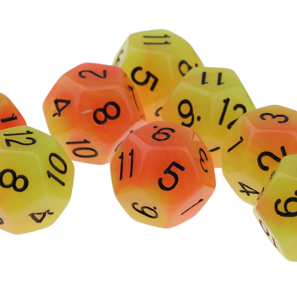 10pcs 12 Sided Glow in the Dark Dices D12 18mm Night Luminous Dice Set for Adult Club Party Table Games Kids Toys