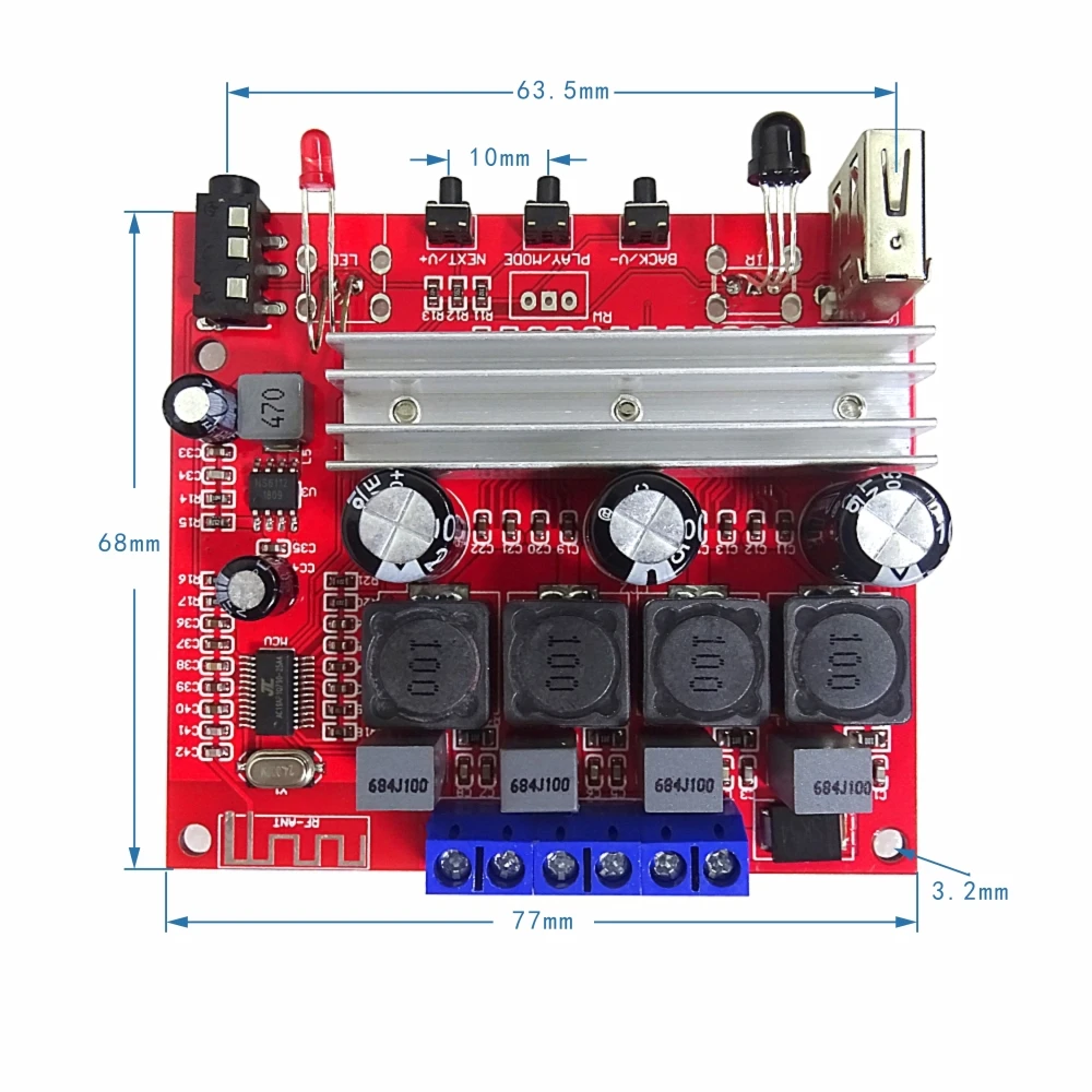 Цифровая плата усилителя мощности DYKB TDA3116D2 Bluetooth 5 0 100 Вт + стерео усилитель 12 В 24