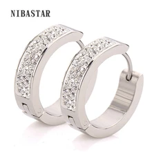 Горячая Распродажа! маленькие серьги из нержавеющей стали, новые модные круглые прозрачные/зеленые/красные/синие Кристальные серьги для женщин