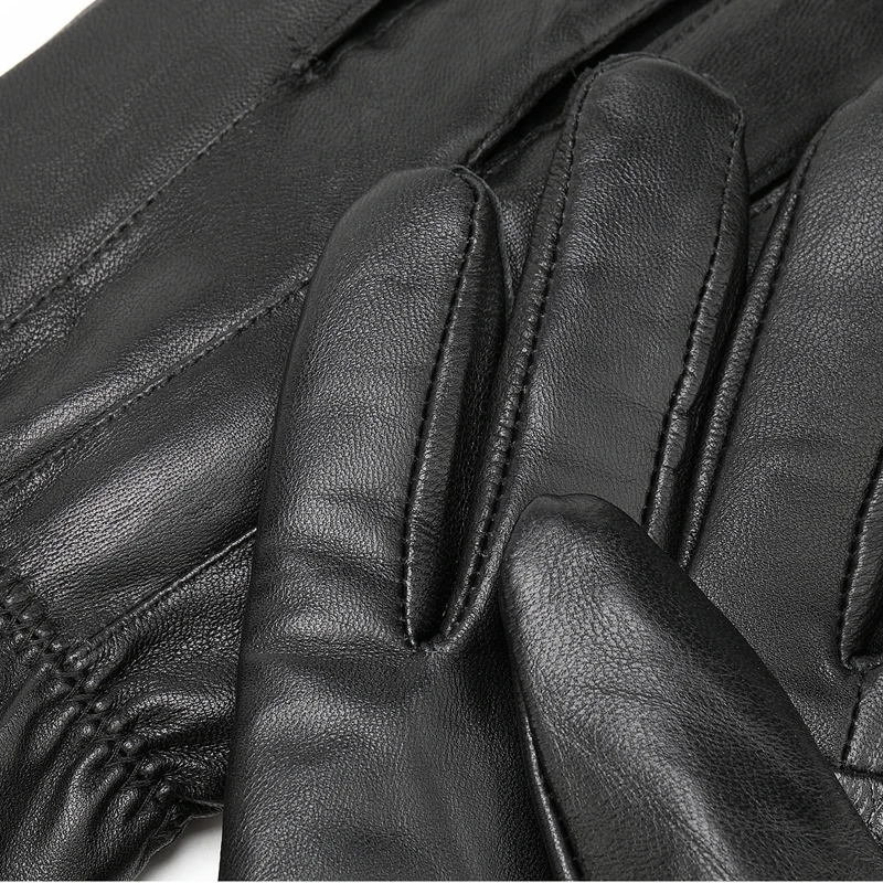 Мужские перчатки из натуральной кожи, перчатки из натуральной овчины, черные перчатки для вождения, модные брендовые зимние теплые варежки