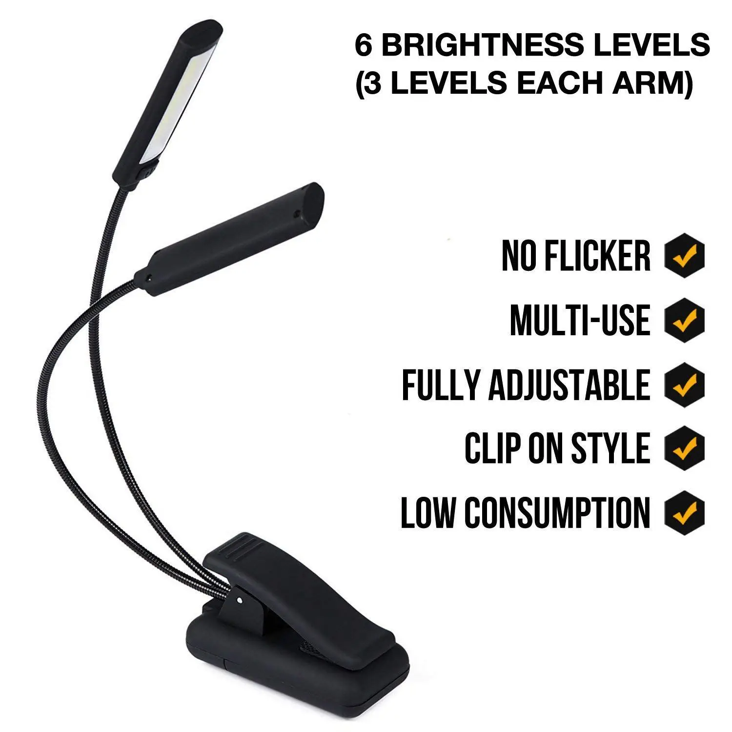  Music Stand Light Clip On LED Lamp - No Flicker Fully Adjustable 6 Levels of Brightness - Also for 