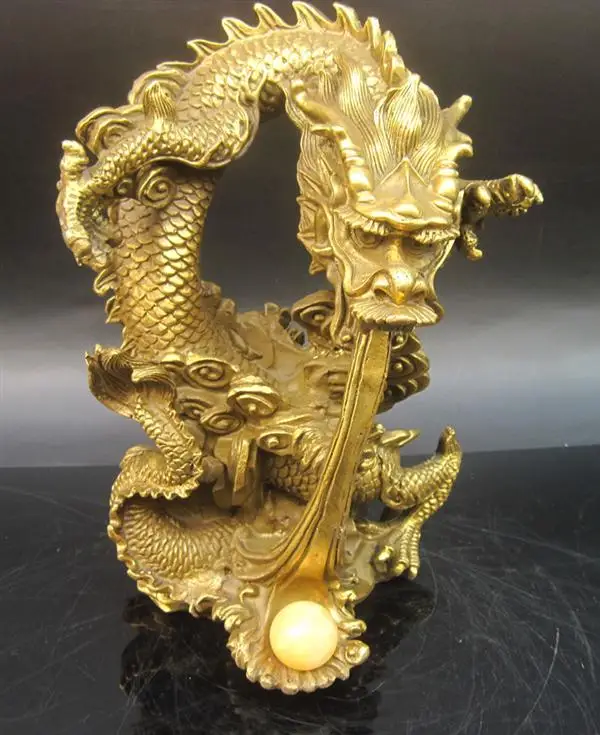 antique antiques chinese brass carre Dragon statuein Statues