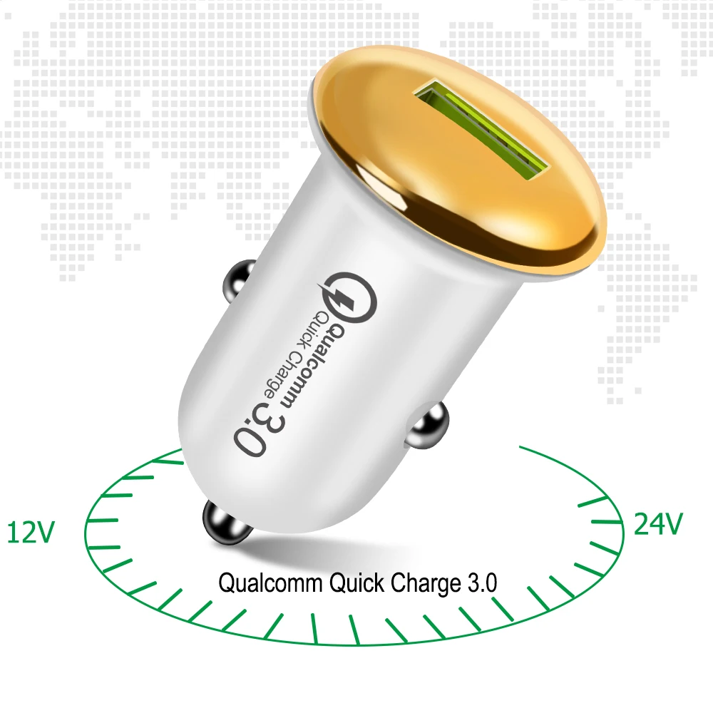 سيارة شاحن يو اس بي سريعة تهمة 3.0 الهاتف المحمول شاحن سريع سيارة شاحن سامسونج Xiaomi شاحن الجهاز اللوحي و المصغّر usb كابل 1 متر