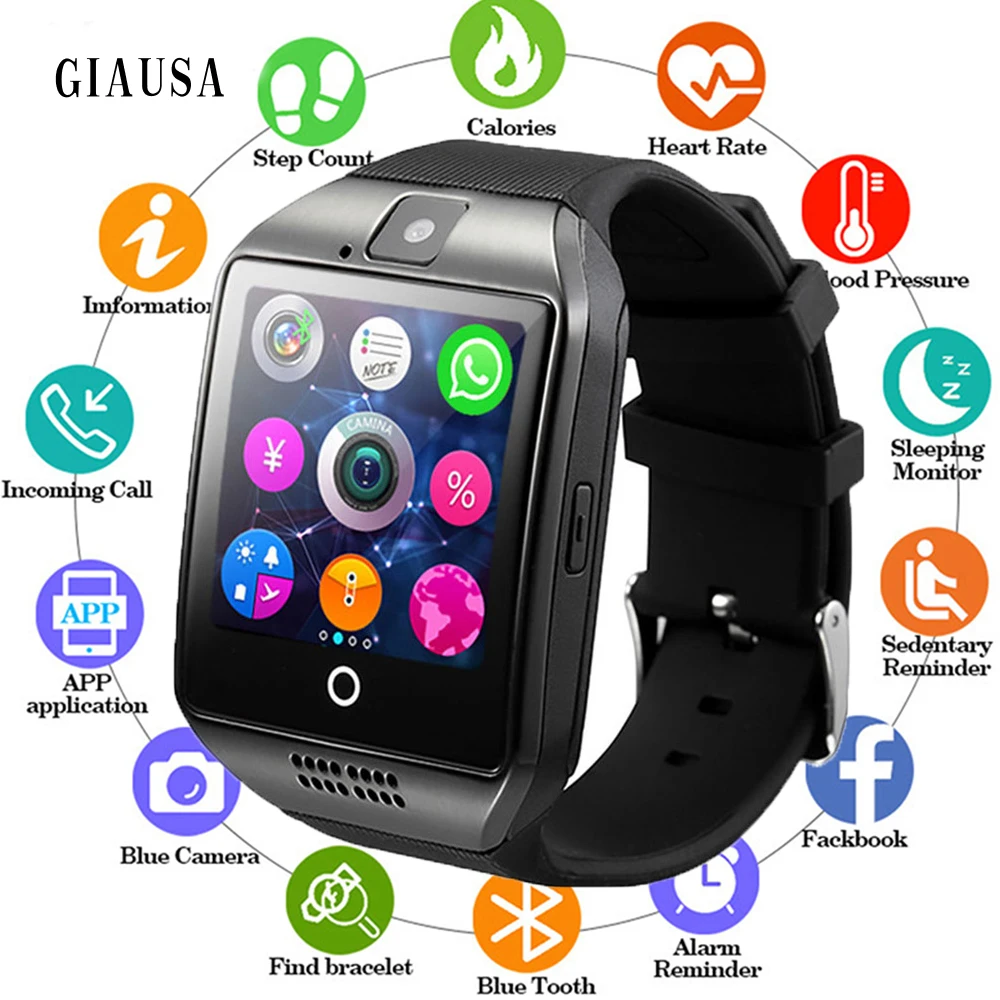 

Bluetooth Smart Watch Q18 Touch Screen Smart Watches with Camera SIM/TF Card Slot Sports Fitness Tracker Smartwatch