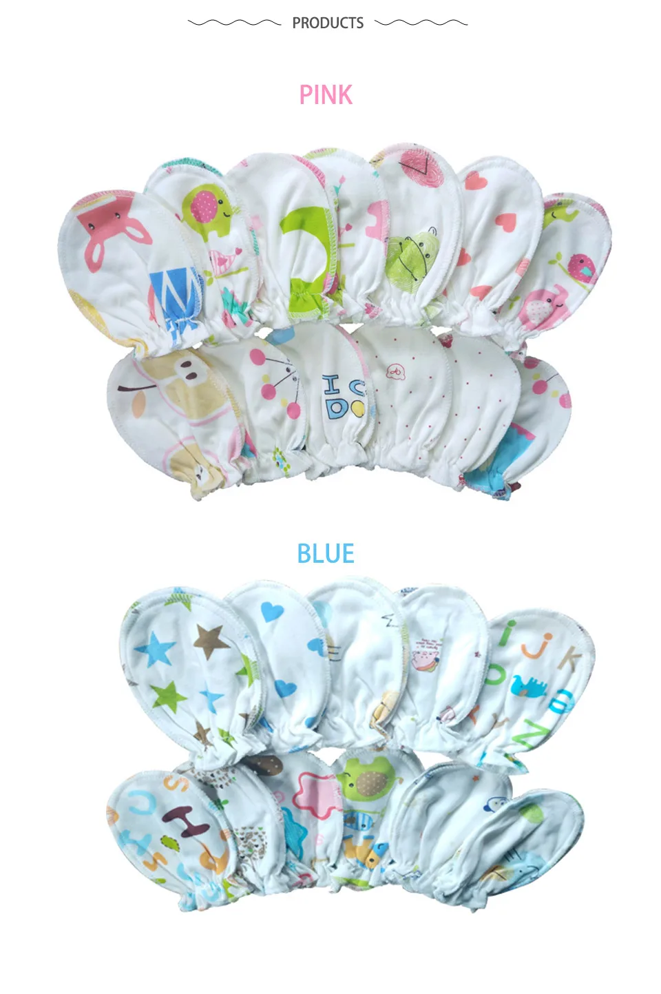 4 пары перчаток и рукавиц для новорожденных, Детские антицарапки из мягкого хлопка с рисунком унисекс, для маленьких мальчиков и девочек