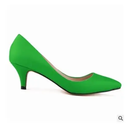 Loslandifen/весенние женские пикантные туфли из искусственной кожи с острым носком на высоком каблуке; большие размеры 34-42; женские модные офисные туфли-лодочки ярких цветов - Цвет: green loftex