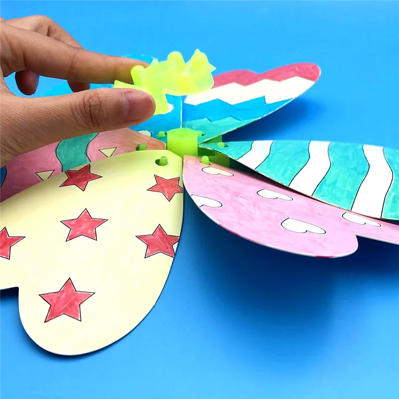 Happyxuan 8 шт./Партия DIY Pinwheels Spinner Набор для девочек игрушка-раскраска креативный рисунок и живопись детская бумага ручной работы развивающие