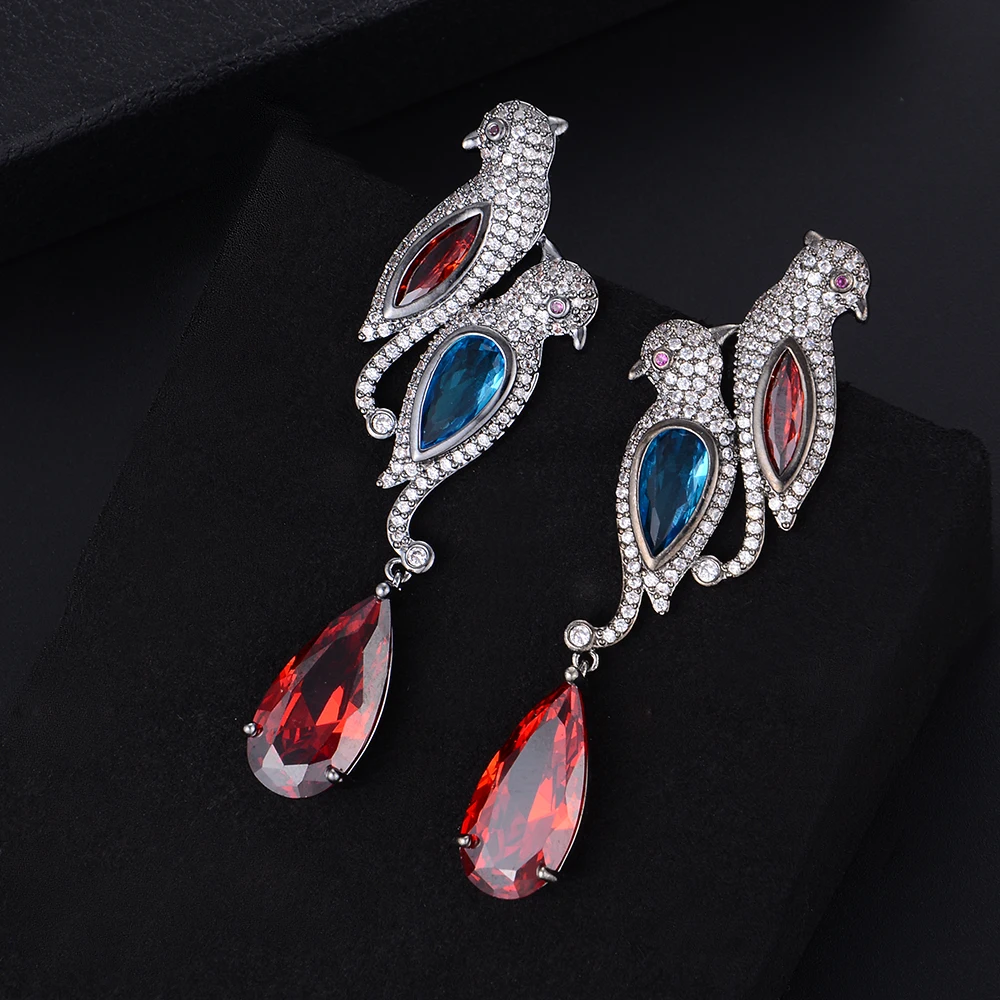 

missvikki Top Quality Birds Waterdrop Dangle Earrings for Women Bridal Weddings Jewelry Prong Setting Clear Cubic Zirconia