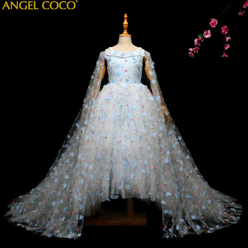 lujo niño modelo catwalk dress fiesta de cumpleaños boda trailing