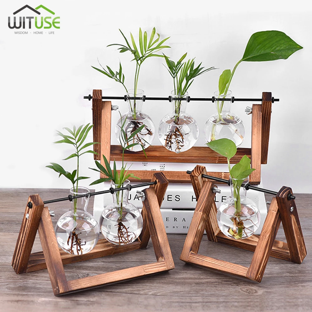 Glass Vase Planter Terrarium Stand Decorative Metal Garden Wedding Standing Flower Pot Display