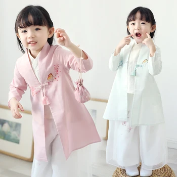 

Chinese Style 3 Pieces Tang Suit Clothes Baby Girls Cosplay Hanfu Clothing Traditional Children Stage Performance Costume
