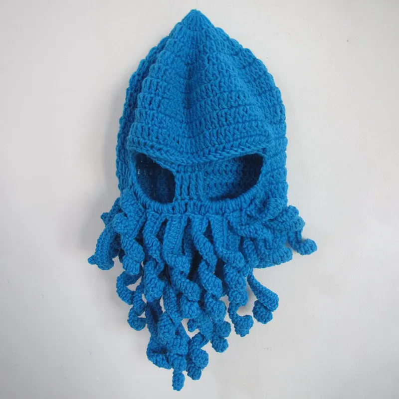 Горячая Распродажа Мужская и женская забавная шапка в форме осьминога Cthulhu вязаная шапка бини Женская Ветрозащитная маска шапка Хэллоуин Рождественские зверушки в подарок - Цвет: sky blue