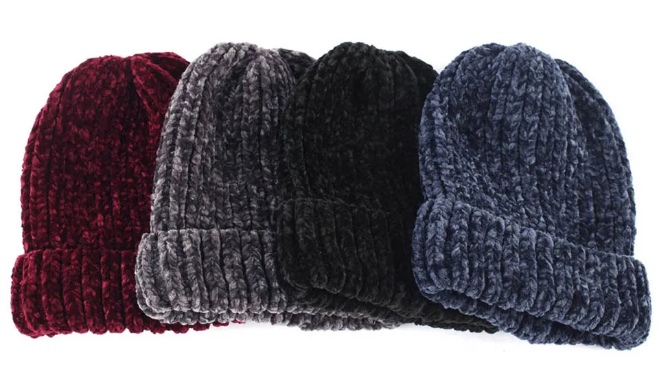 Зимняя женская Шапка-бини новая разноцветная вязаная шапка ручной работы для женщин осенняя грубая Толстая шапка