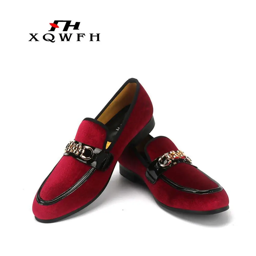 

XQWFH Men Velvet Loafers Smoking Slipper Italian Men's Casual Shoes Men Party and Wedding Dress Shoes