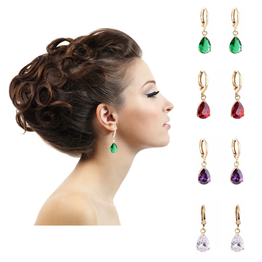 Роскошные женщины 18 К золото emstone PendantEarrings клипсы ну вечеринку свободного покроя