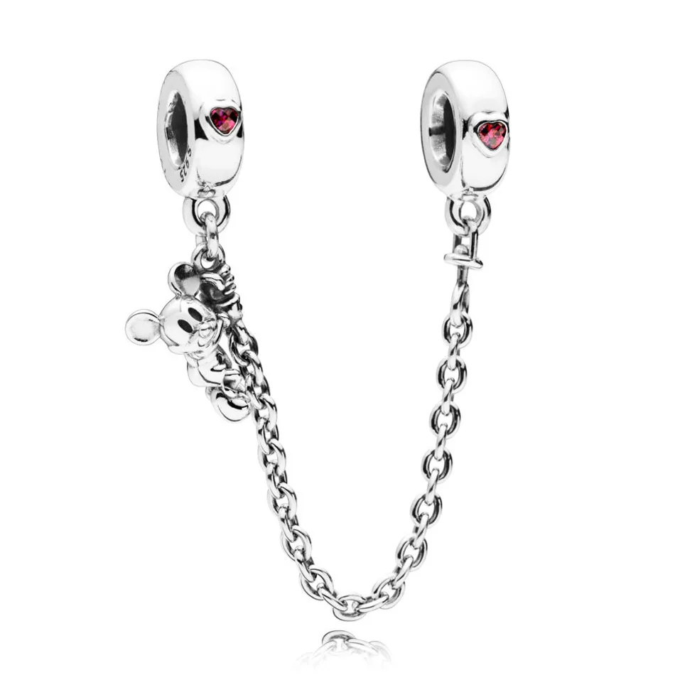 

Authentic 925 Sterling Safety Chain fit Pandora Bracelet Bangle CLIMBING MICKEY SAFETY CHAIN Bead Charm DIY Jewelry