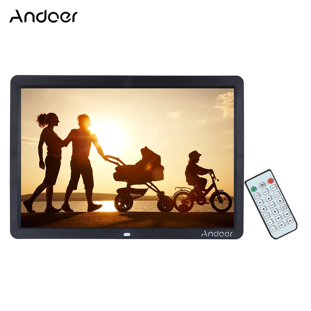 Andoer 1" Цифровая фоторамка HD светодиодный 1280*800 цифровая фоторамка несколько функций MP3 MP4 видеоплеер часы календарь подарок