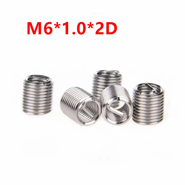 100 шт. M6 * 1,0 * 2D проволочная Резьбовая вставка, m6x2d проволочная Втулка с винтовой втулкой M6 Helicoil проволочная резьба ремонтные вставки SUS304 - изображение