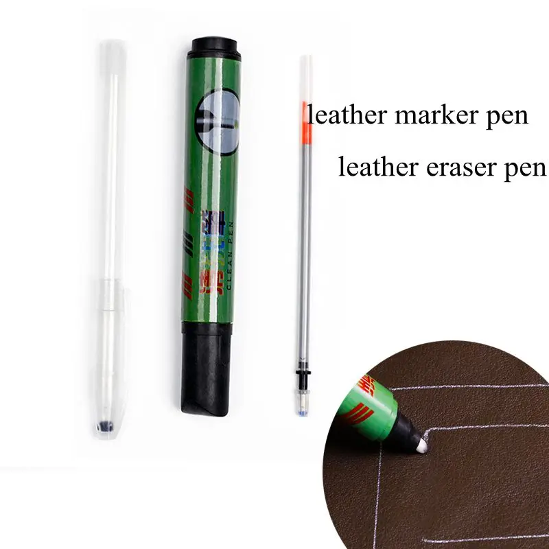 

leather marker pen and eraser pen Refillable Pen Set for Leathercraft Embroidery Fabric Marker Silver Refill Pen Leather Marking