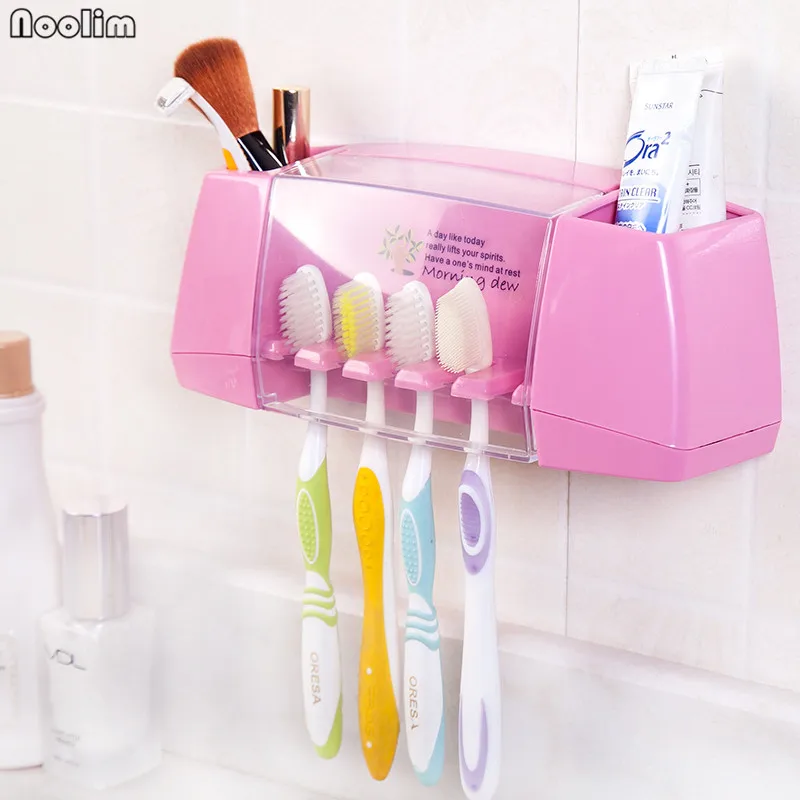 NOOLIM Creative Toothbrush Holder Storage Box Strong Glue Sticker Bathroom Toothpaste Tooth Brush Toiletries Organizer | Дом и сад