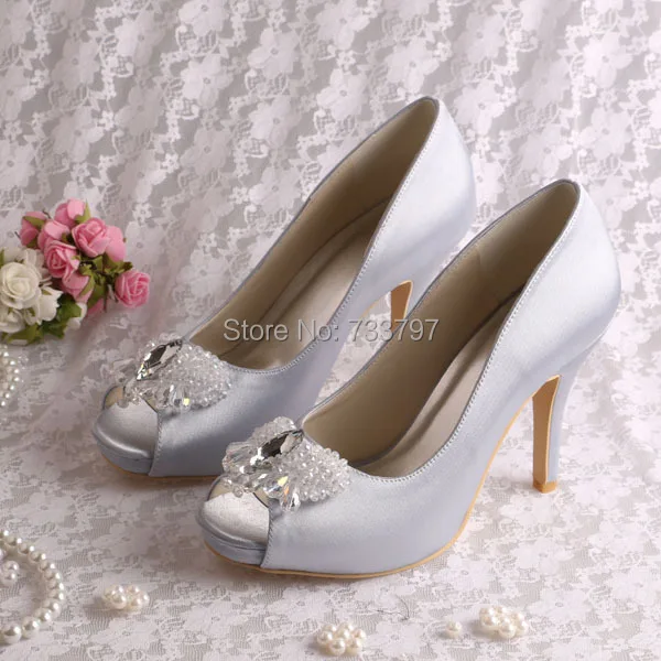 dropship shoes custom Wedopus Autumn Satin Customize Silver Custom Wedding Shoes dropship shoes custom Wedopus Autumn Satin Customize Silver Custom Wedding Shoes