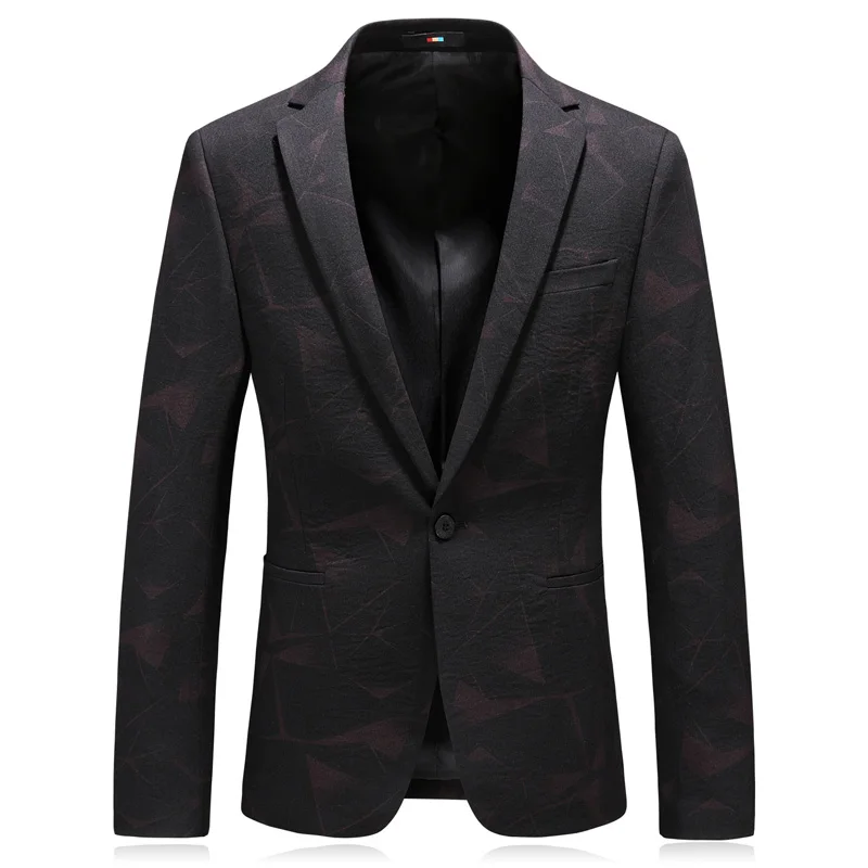 MarKyi fashion print winter men blazer slim fit new brand single button
