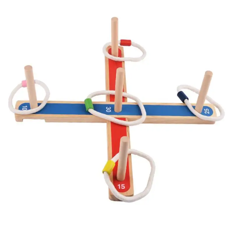 Durable Funny Jumping Ring Throw Toy Wooden Platform Elastic Throwing