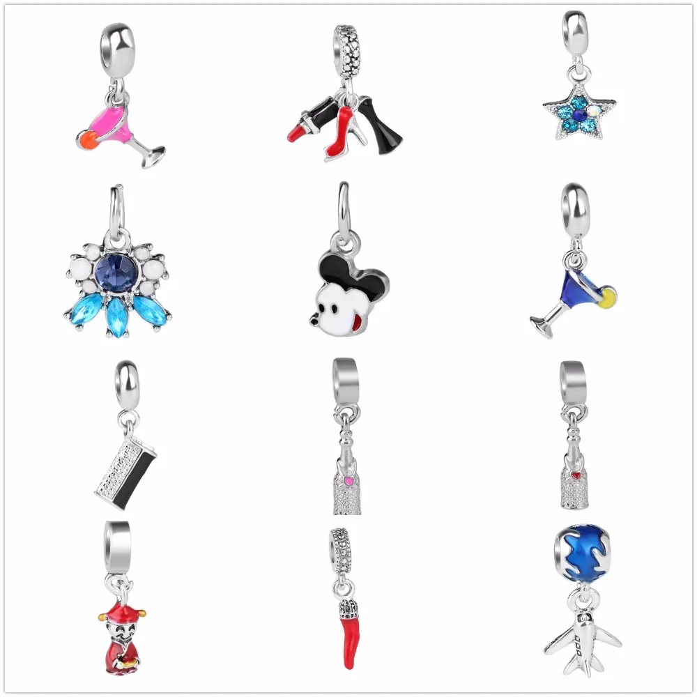 

925 Plated Silver European Heart,Bow Knot,Tree Charms Beads Fit Original Bracelet Pendant DIY Beads Jewelry
