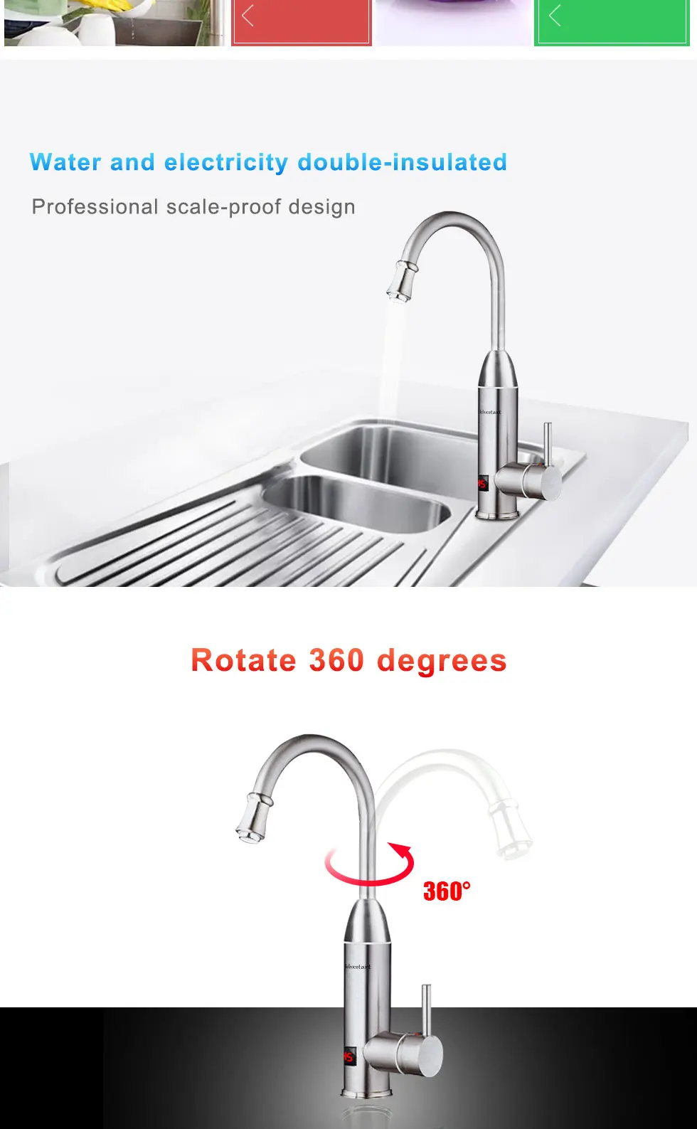 220 V Нержавеющая сталь горячая вода кран 3000 W Tankless электрический Кухня водонагреватель кран с цифровой светодиодный Дисплей ЕС разъем