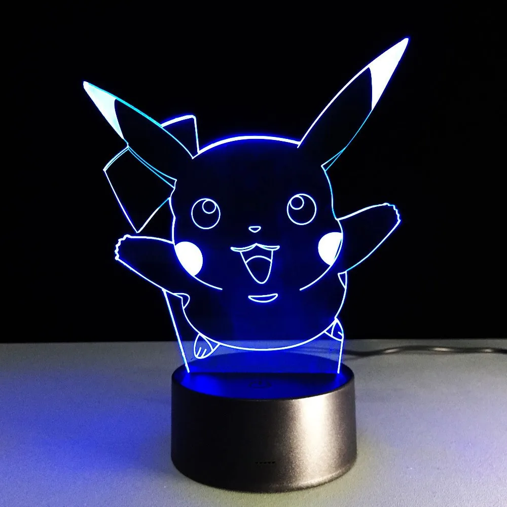  Pokemon Pikachu 3d Illusion Night Light Color Changing Lamp Pokemon Go Action Figure Visual Illusio - 32840832077