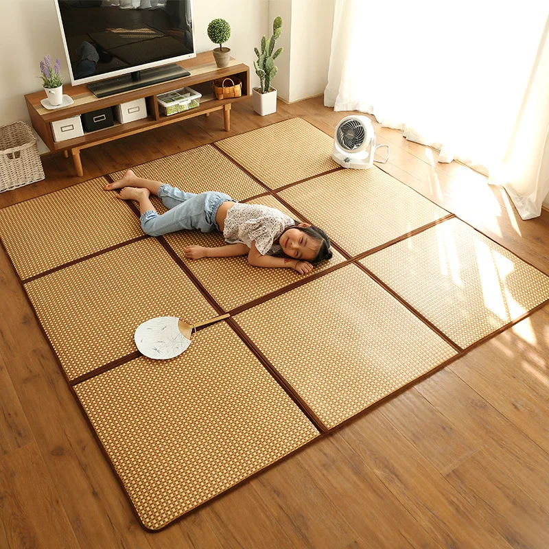 

Summer Foldable Straw Carpet Portable Mat Kids Rug Playmat Baby Room Crawling Pad Folding Mat Baby Carpet Tatami Large Size