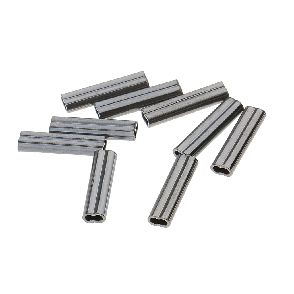 MagiDeal 100Pcs Copper Double Barrel Crimping Sleeves 0.8mm Bore Tube Connector Fishing Tools