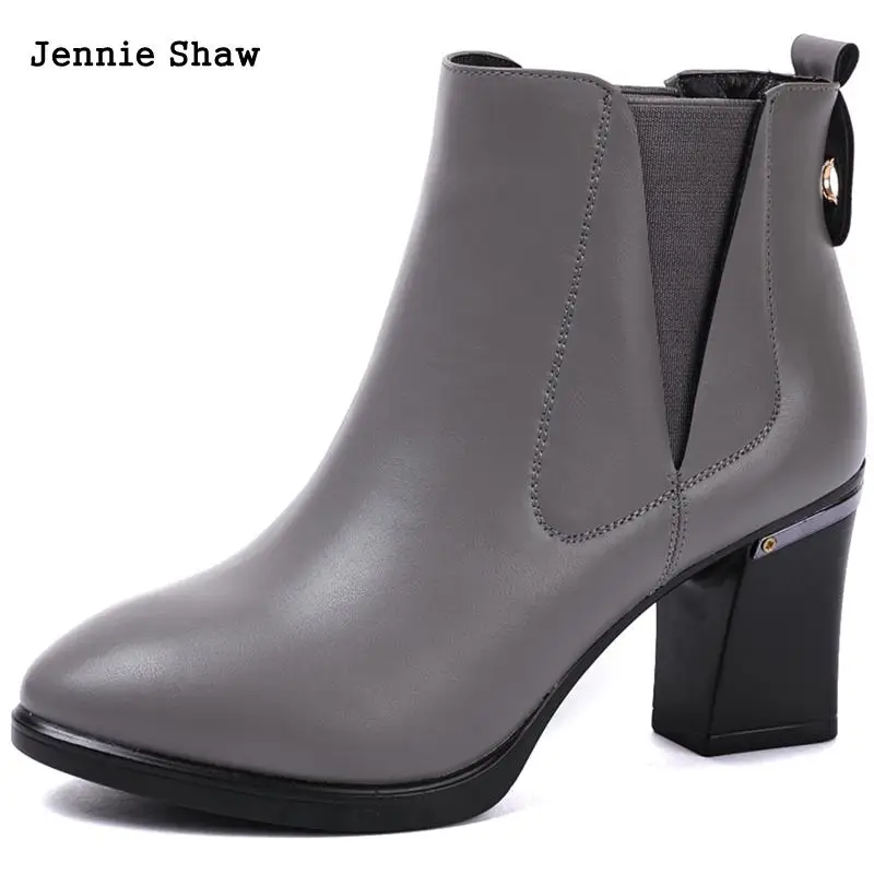 

Women's Autumn Boots High Heeled Round Toe Ankle Booties Black Women's Shoes