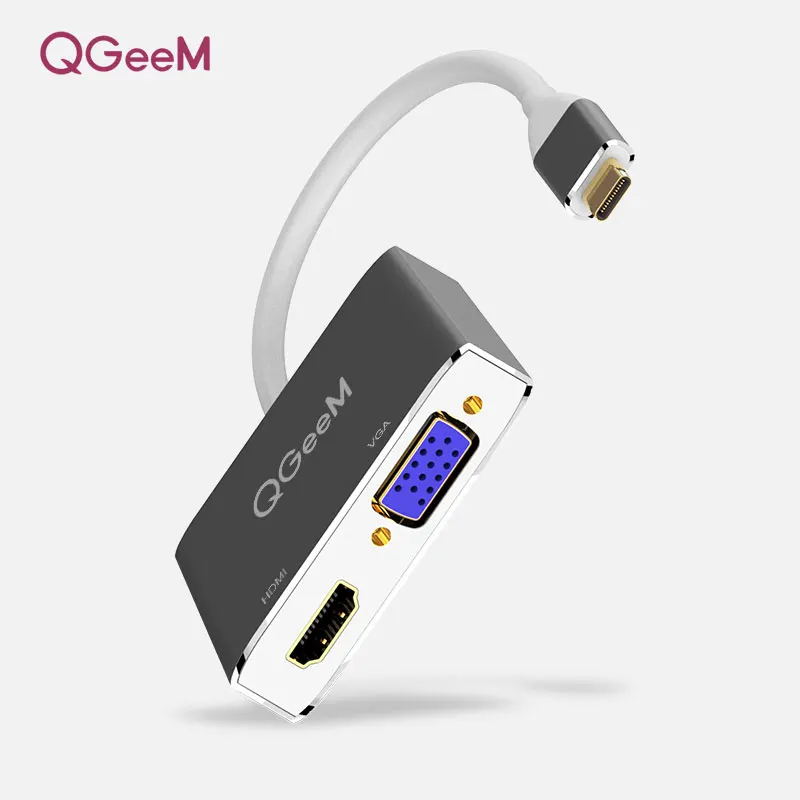 QGeeM USB C адаптер HDMI VGA Тип usb с разъемами типа c и HDMI 4 K мужчин и женщин для MacBook Pro ChromeBook huawei P20 galaxy S9 USB C на HDMI - Цвет: usb c to hdmi vga