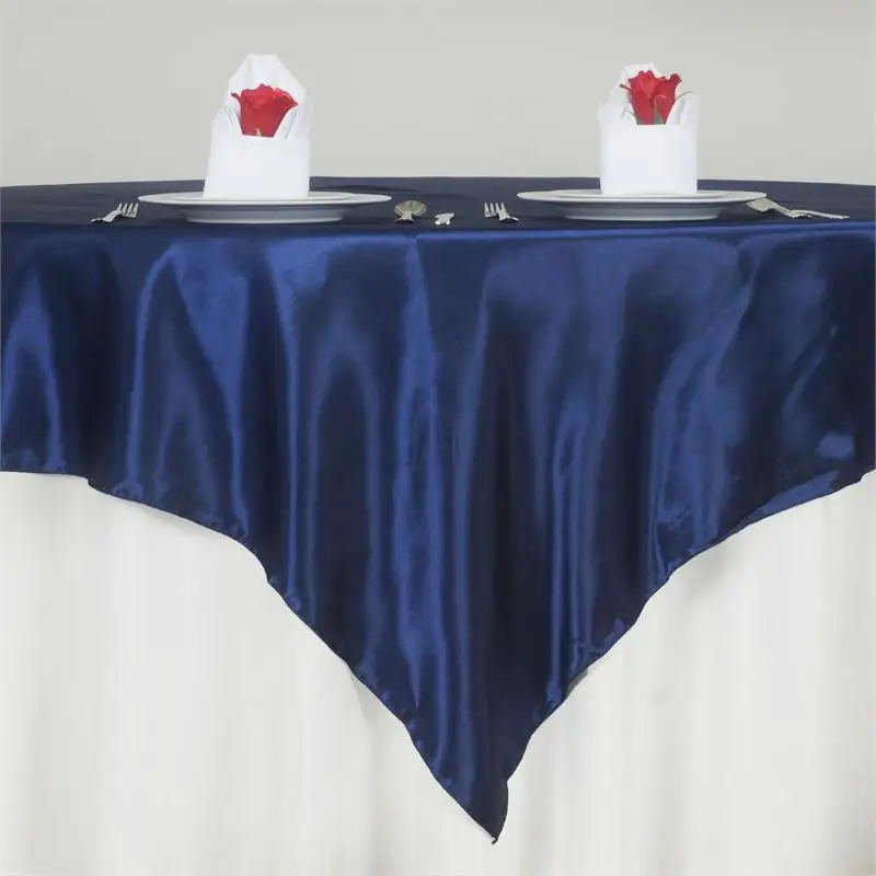 

1PC Cheap Square Satin Table Overlay Satin Table Cloth Banquet Top Table Cover For Wedding Holiday Party Event Hotel Decoration