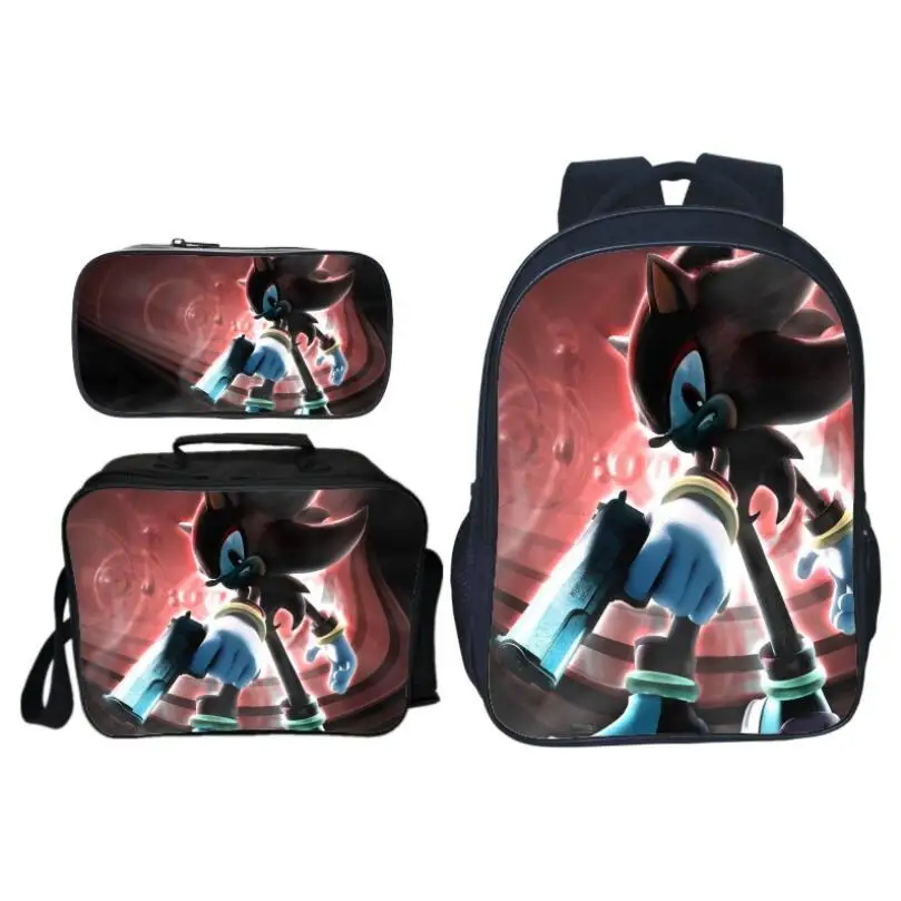 photo color 3 шт./компл. нижнее белье с рисунком из мультфильма трусы Sonic зубная щётка тень печать рюкзак детские школьные сумки для мальчиков и девочек начальной школы школьный студенты костюм рюкзаки - Цвет: photo color