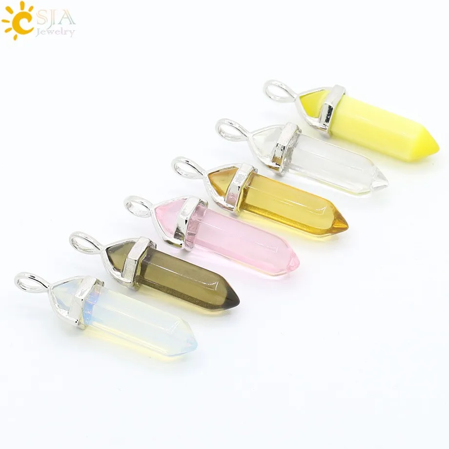Glass Opal Bullet Shape Jewelry Pendants for Women Girl Best Gift