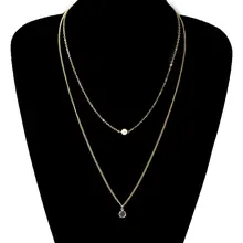 New Simple Crystal Pearl Chain Choker Necklace Women Double Layered Clavicle Statement Necklace retro women s exaggeration mixing crystal ball necklace pearl turquoises short clavicle chain statement choker necklace jewelry
