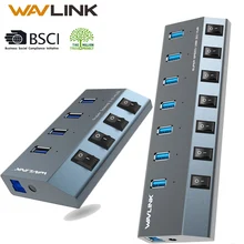 Wavlink USB концентратор 3,0 высокоскоростной 4/7 портов Micro USB 3,0 концентратор разветвитель вкл/выкл переключатель с адаптером питания для MacBook Pro ноутбука ПК