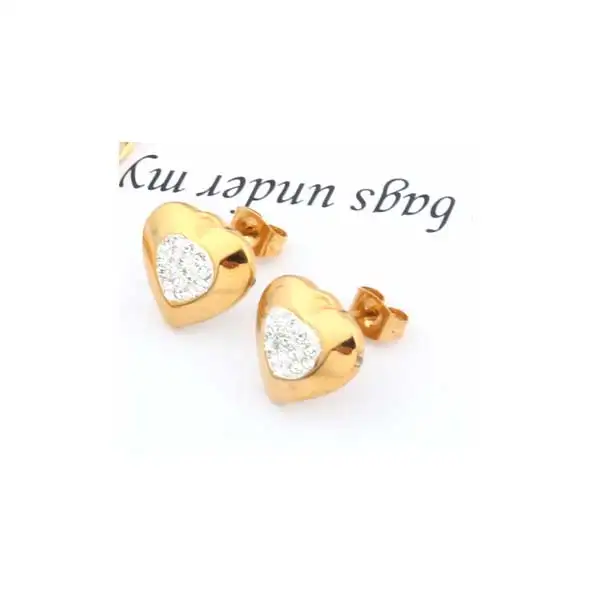 XUANHUA ожерелье в виде сердца браслет из нержавеющей стали ювелирные изделия женщина Vogue аксессуары Ювелирные наборы богемные - Окраска металла: Gold earring