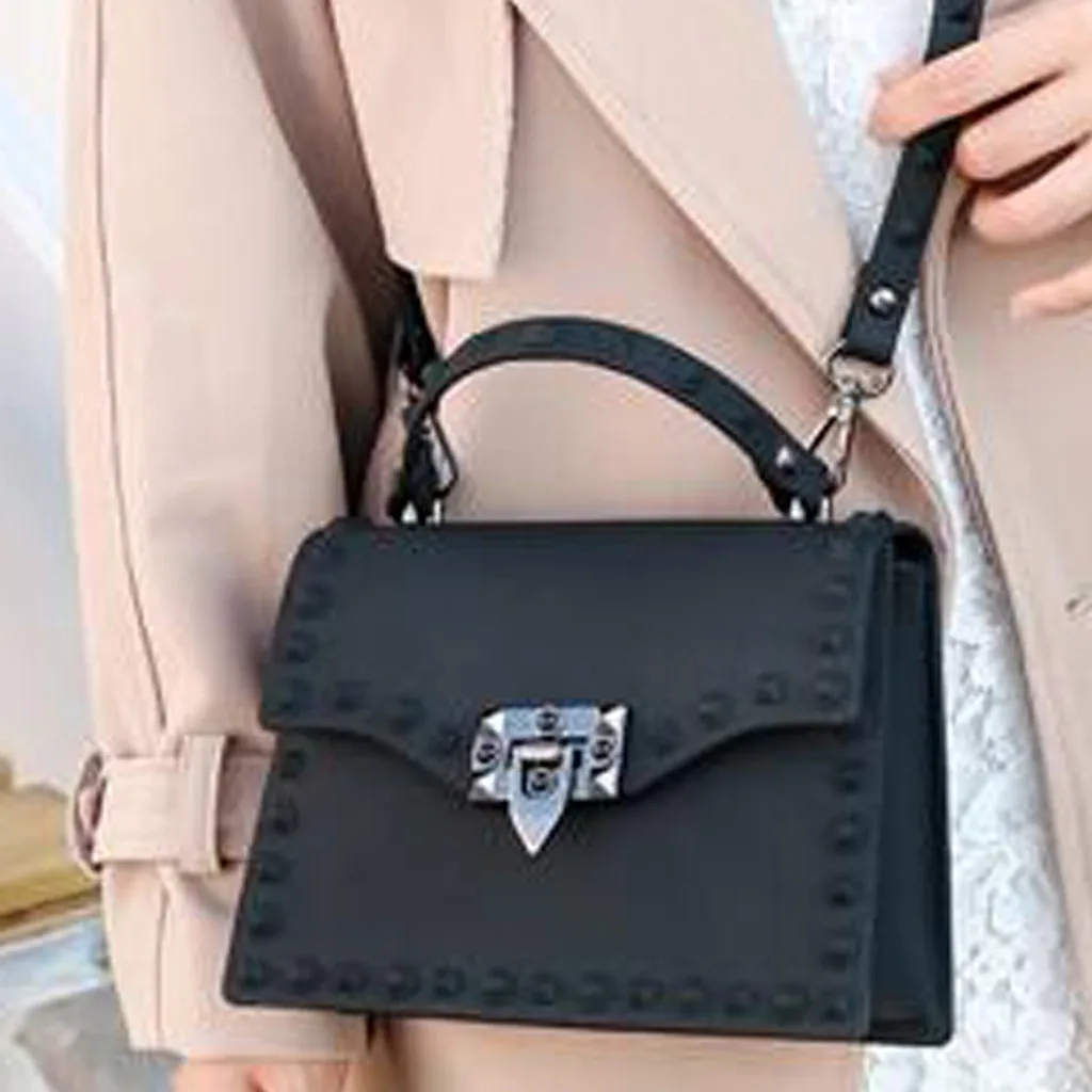Женские кошельки и сумочки винтажная однотонная женская модная Желейная сумка с заклепками на одно плечо сумки-мессенджеры